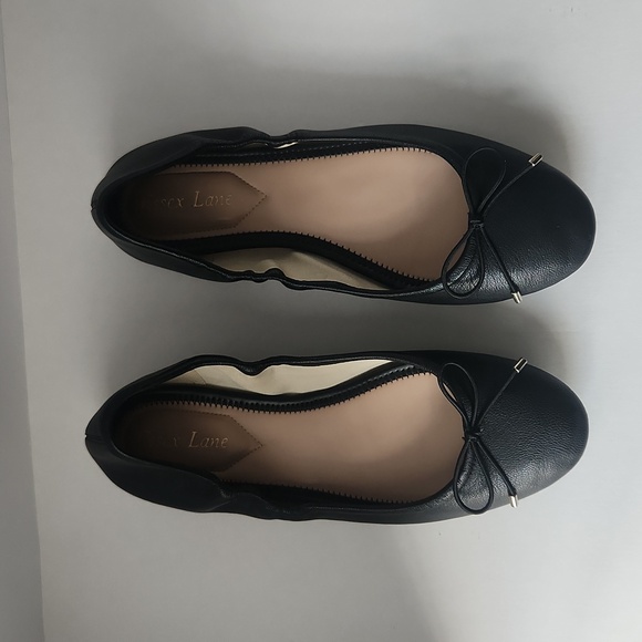 Essex Lane Black Leather Ballet Flats 8.5M - Picture 2 of 12
